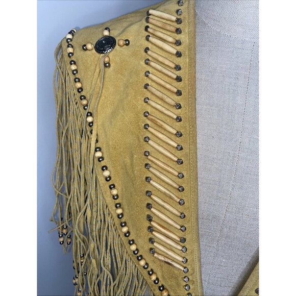 Cripple Creek Shawl Vest Western Leather Studded Bead Fringe Capelet Poncho OS - Picture 3 of 11